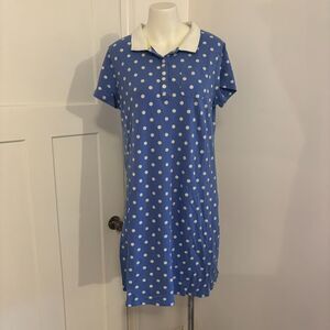 Boden size 12 Blue and White Polka Dot Preppy Golf Summer Shirt Dress